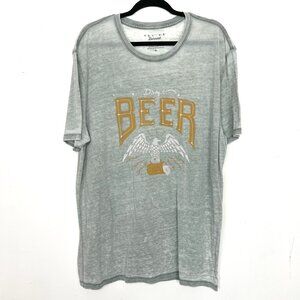 Lucky Brand Venice Burnout Graphic Tee Draft Beer Eagle XL Grey